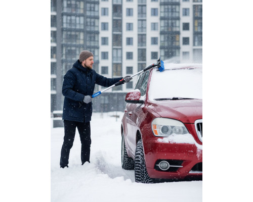 Щетка телескопическая с поворотной головой и водосгоном от снега автомобильная 910-1300 мм ЗУБР Профессионал 61060-150_z01
