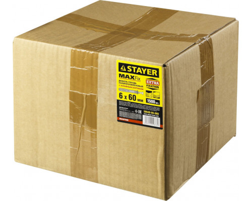 Дюбель-гвоздь 6 х 60 мм, потайной бортик, 1500 шт STAYER 30640-06-060