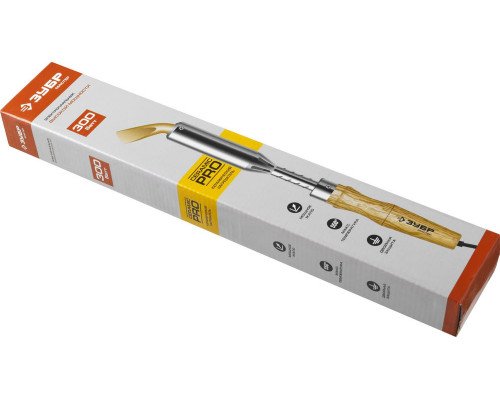 Электропаяльник Ceramic PRO 300 Вт, клин, высокомощный, деревянная рукоятка ЗУБР 55303-300