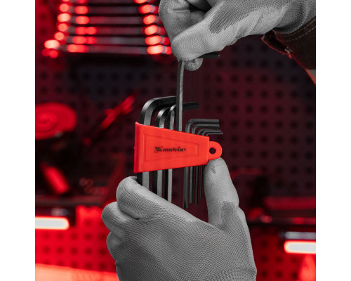 Набор ключей имбусовых HEX, 1.5-10 мм, CrV, 9 шт Matrix