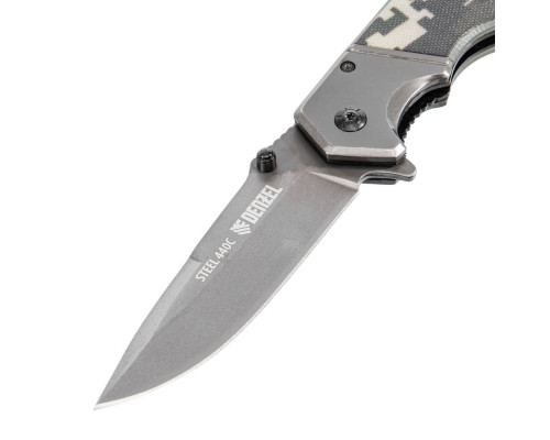 Нож складной, многоцелевой, системы Liner-Lock, с накладкой G10 на эргономичной рукоятке Denzel (79209)