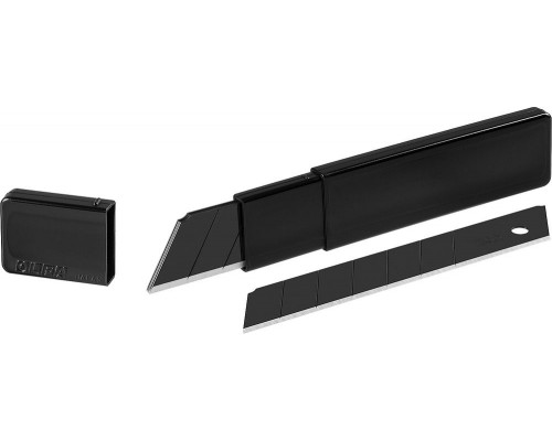 Черные сегментированные лезвия EXCEL BLACK 25 мм, 5 шт, в пластиковом кейсе + блистер, особо острые OLFA OL-HBB-5B