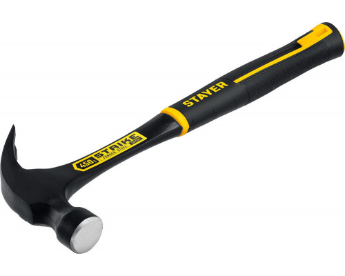 Молоток-гвоздодёр столярный цельнометаллический 450 г Strike Professional STAYER 2025-450