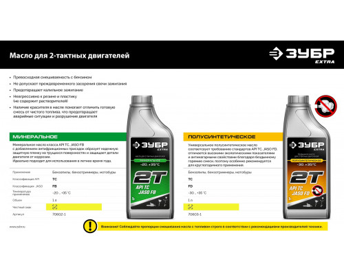 ЗУБР 2Т-М, 1 л, минеральное масло для 2-тактных двигателей, EXTRA (70602-1)