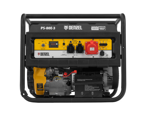 Генератор бензиновый PS 80 E-3, 6.6 кВт, 400 В, 25 л, электростартер Denzel (946954)