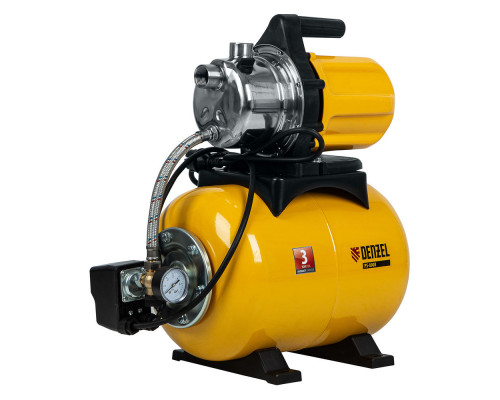 Насосная станция PS800X, 800 Вт, 3200 л/ч, ресивер 24 л, подъем 38 м, нержавейка Denzel (97210)