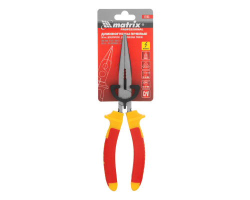 Длинногубцы прямые Insulated, 200 мм, двухкомпонентные рукоятки Matrix Professional (17103)