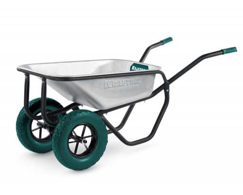 Тачка строительная MAXDrive-2, 110 л, 280 кг, двухколесная, с трубным усилителем, кузов 0,9 мм, полиуретановые колеса KRAFTOOL 39860