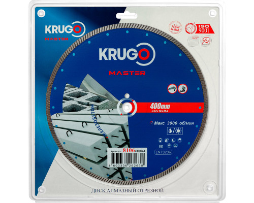Диск алмазный Турбо по железобетону KRUGO MASTER 400х3,2х25,4х12 mm 81064000264