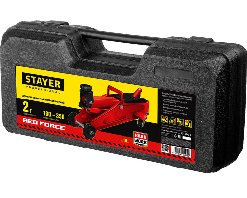 Домкрат подкатной в кейсе 2 т, 130 - 350 мм для легковых а/м R-28 RED FORCE Professional STAYER 43153-2-K