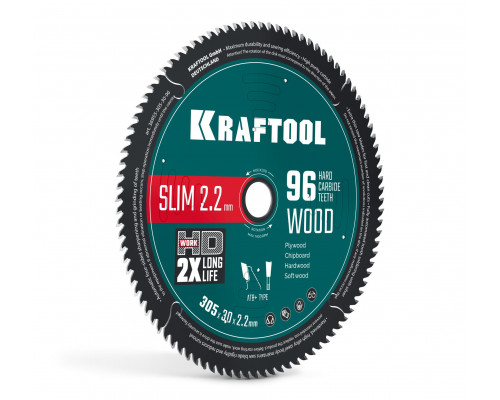 Диск пильный по дереву Slim wood cut, 305 х 30 x 2.2 мм, 96Т KRAFTOOL 36955-305-30-96