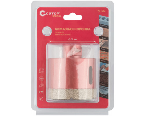 Коронка алмазная универсальная для УШМ CUTOP Special 68 х 15 х М14 х 75 мм (70-512)
