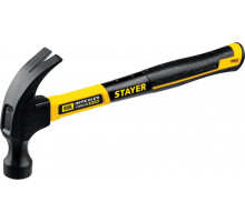 Молоток-гвоздодёр столярный Fiberglass, 680 г, с фиберглассовой рукояткой STAYER Professional 2026_z02