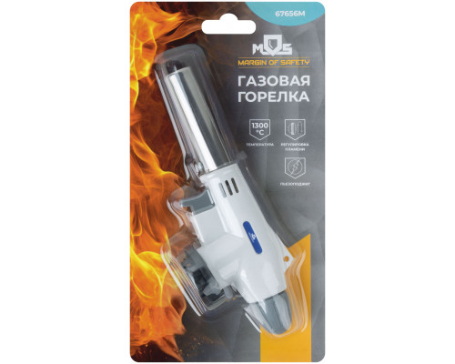 Горелка газовая на цанговый баллон, пласт.корпус, с пьезоподжигом, сопло 19 мм (67656М)