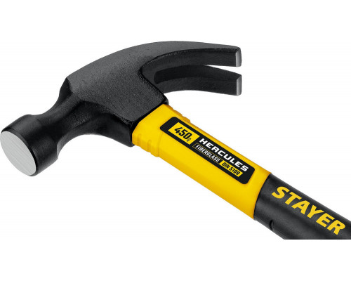 Молоток-гвоздодёр столярный Hercules, 450 г, с фиберглассовой рукояткой STAYER Professional 2026-450_z02