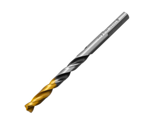 Сверло спиральное по металлу 6 x 93мм, Р6М5, Golden Tip, многогранная заточка Denzel (718278)