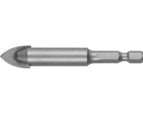 Сверло по стеклу и кафелю 12 мм, 2-х кромка, HEX 1/4 ЗУБР 29840-12