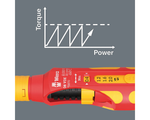7508 Safe-Torque VDE Kraftform Отвёртка динамометрическая, 0.4 / 0.8 / 1.2 / 1.6 / 2.0 Нм, для насадок с шестигранным 9 мм хвостовиком (WE-075870)