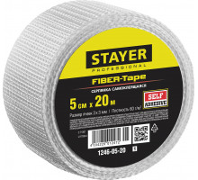 Серпянка самоклеящаяся FIBER-Tape, 5 см х 20 м, 3 х 3 мм STAYER Professional 1246-05-20_z01