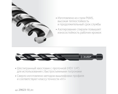 Сверло по металлу НЕХ-1/4