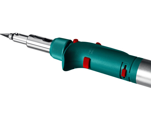 Газовый паяльник SolderGas, 120 K, 30–120 Вт, 1300°С, горелка, фен, пьезоподжиг, набор 10 в 1 KRAFTOOL 55503-H10