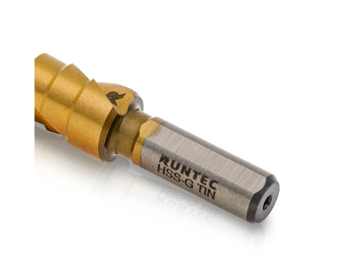 Сверло ступенчатое 4-12 мм, 9 ступеней, HSS-TiN RUNTEC RT-DS4-12-9
