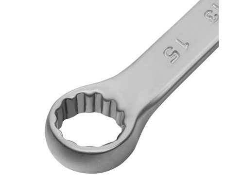 Ключ комбинированный, 15 мм, CrV, матовый хром Matrix