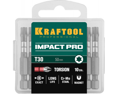 Ударные биты Impact TX30, 50 мм, 10 шт KRAFTOOL 26195-30-50-S10