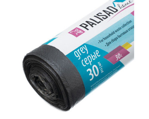 Пакеты для мусора 30 л x 30 шт. серые, Home Palisad (927035)