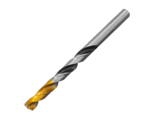 Сверло спиральное по металлу 8 x 117мм, Р6М5, Golden Tip, многогранная заточка Denzel (718282)