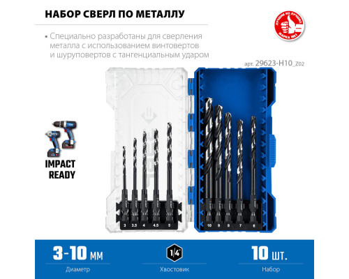 Набор сверл по металлу НЕХ-1/4