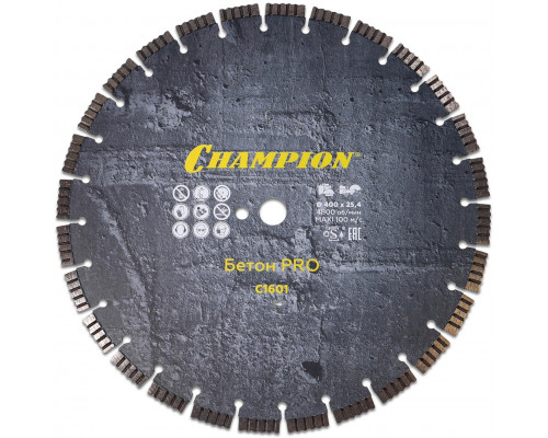 Диск алмазный CHAMPION бетон PRO 400/25,4/12 Concrete Crunch (железобетон, старый бетон) (C1601)