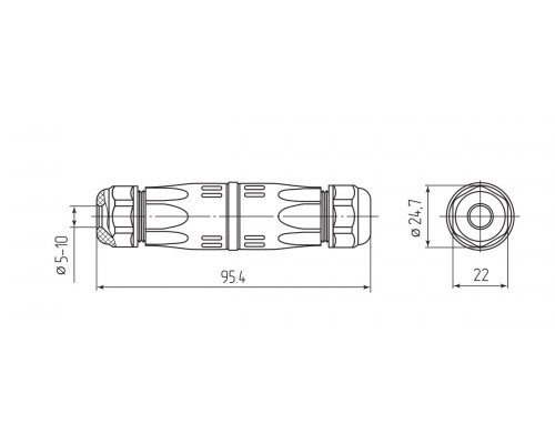 Коннектор кабельный I-образный FFC-26/2P-IP68 (Fortisflex) (101767)