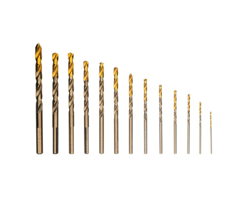 Набор сверл по металлу, 1,5-6,5мм, Р6М5К8-TiN, Golden Tip, 13 шт Denzel (723006)