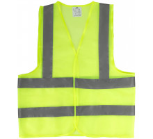 Жилет сигнальный желтый, 2 горизонтальные и 2 вертикальные полосы, 60 гр., размер XL (12126М)