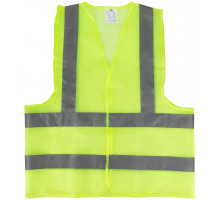 Жилет сигнальный желтый, 2 горизонтальные и 2 вертикальные полосы, 60 гр., размер XXL (12127М)