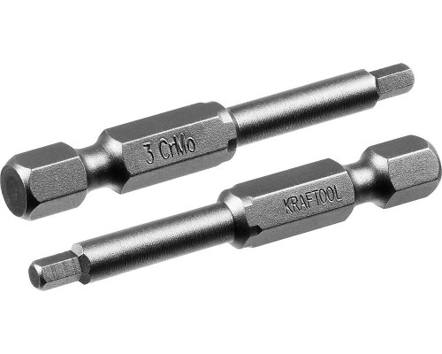 Торсионные биты X-Drive Hex 3, 50 мм, 2 шт KRAFTOOL 26127-3-50-2