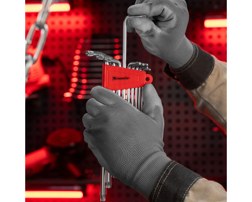 Набор ключей имбусовых Torx , 9 шт, T10-T50, CrV, экстра-длинные с сатинированным покрытием Matrix