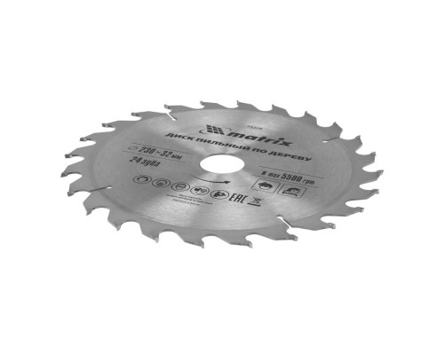 Пильный диск по дереву, 230 х 32 мм, 24 зуба, кольцо 30/32 Matrix Professional (73229)
