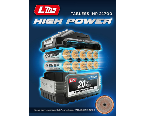 ЗУБР High Power, 20 В, 12.0 А·ч, аккумулятор LMS, ПРОФЕССИОНАЛ (BP-H-20-12)