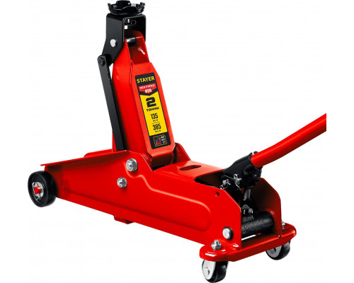Домкрат подкатной 2 т, 135 - 385 мм с увеличенным подъемом R-28 RED FORCE Professional STAYER 43156-2