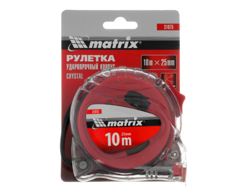 Рулетка Crystal,10 м х 25 мм,корпус из поликарбоната Matrix