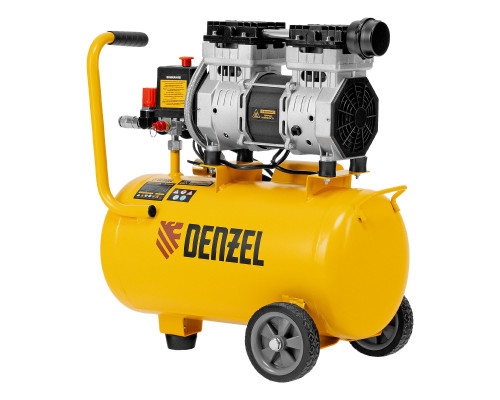 Компрессор DLS950/24 безмаслянный малошумный 950 Вт, 165 л/мин, ресивер 24 л Denzel (58026)