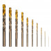 Набор сверл по металлу, 1-10 мм, Р6М5К8-TiN, Golden Tip, 10 шт Denzel (723005)