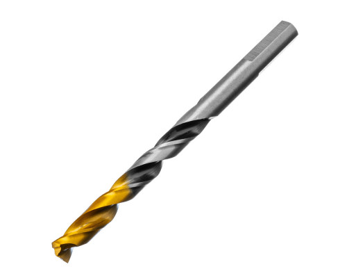 Сверло спиральное по металлу 7,5 x 109мм, Р6М5, Golden Tip, многогранная заточка Denzel (718281)