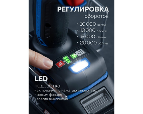 ЗУБР 20 В, d82 мм, без АКБ (LMS), редукторная мини-УШМ, Профессионал (AB-80-700)