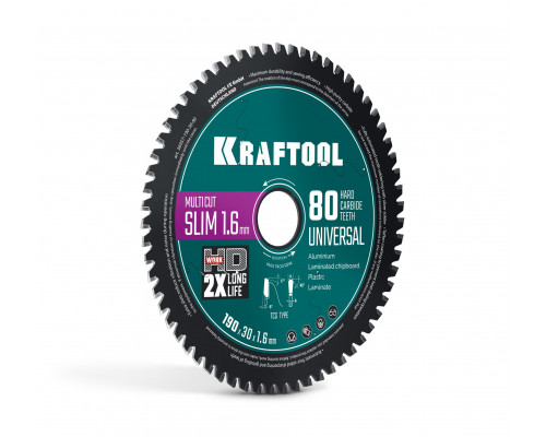 Диск пильный по дереву Slim multi cut 190 х 30 x 1.6 мм 80Т KRAFTOOL 36957-190-30-80