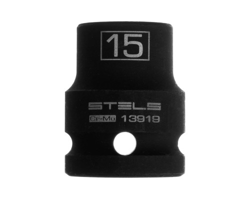 Головка ударная шестигранная, 15 мм, 1/2, CrMo Stels