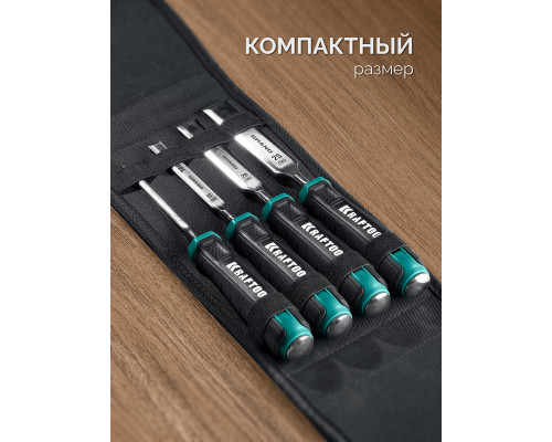 Набор стамесок-долот с двухкомпонентной рукояткой GRAND-4 4 штуки KRAFTOOL 1818-H4