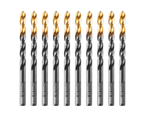 Сверло по металлу, 6,5 мм, HSS-Tin, Golden Tip, 10 шт. Denzel (717216)
